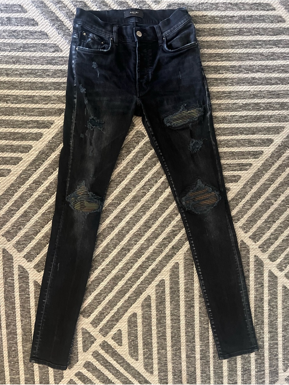 AMIRI Sz 29 MX1 Black Camo Jeans Orig $1090 Excellent Condition